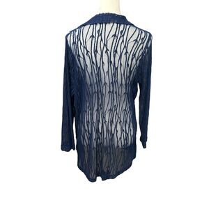 Picadilly Navy Mesh Jacket‎ SP Sheer Printed Open Front Chic Resortwear Evening
